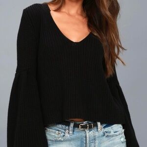 FREE PEOPLE Black Bell Sleeve Sweater